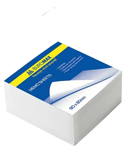 Блок белой бумаги для заметок, 80x80x30 мм, склеенный