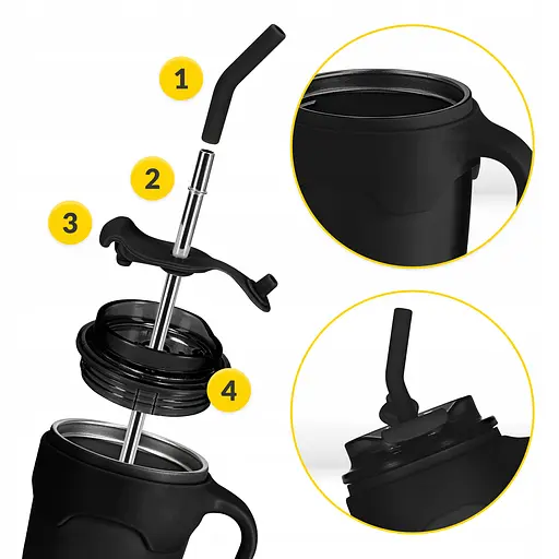 Термокружка Mountain Goat со соломинкой 0.65 л Black (P-5905973406123) - фото 10