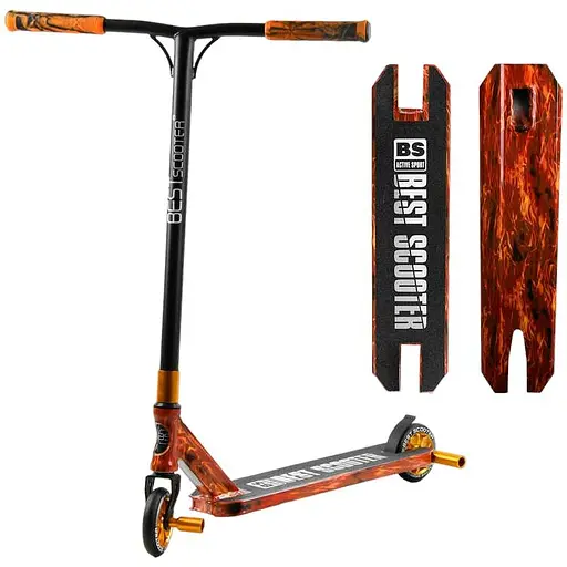 Самокат трюковий Best Scooter Чорно-жовтогарячий 000254833