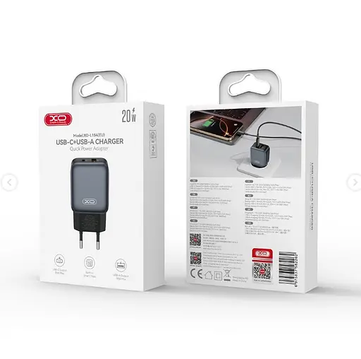 Сетевое зарядное устройство для XO L154 EU PD20W/QC18W(1A1C) fast charger Черный - фото 3
