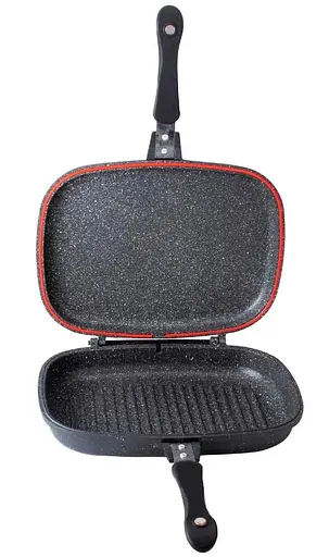 Сковорода гриль BOHMANN BH-1700-32MRB двухсторонняя 32 см с мармуровым покрытием. - фото 6