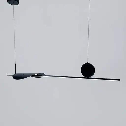 Мінімалістична підвісна люстра з чорному каркасі 120 см | Line F | Арт. SG31-1200L BK - фото 6
