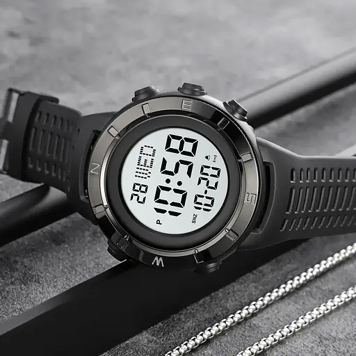 Мужские спортивные часы Skmei 2015 (Черные с белым циферблатом) - фото 6