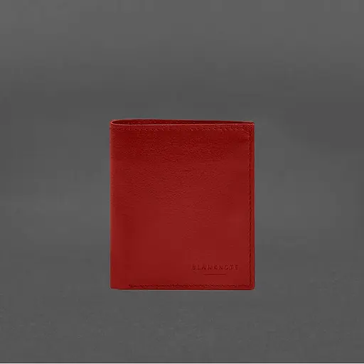 Кожаный портмоне на кнопке Brut красный краст - фото 6