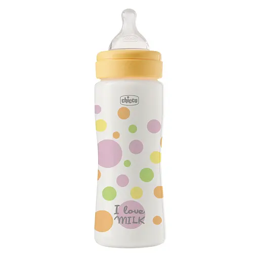 Бутылочка для кормления Chicco Perfect Easy пластиковая с силиконовой соской 4+, 330 мл желтая (20245.10) - фото 1