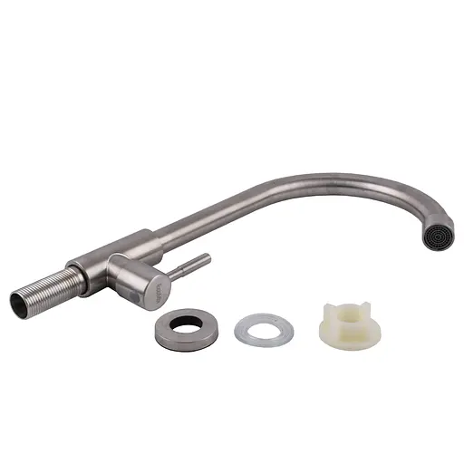 Монокран EcoMix AISI-0001M одноричажний змішувач для умивальника поворотний з нержавіючої сталі - фото 5