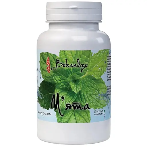 Мята перечная Bekandze для снятия стресса, улучшения сна и пищеварения, при мигрени и климаксе 400 мг 60 капсул