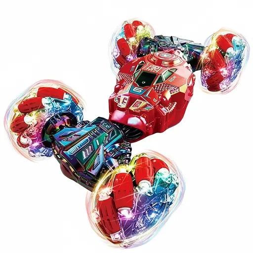 Радіокерована трюкова машина-перевертень 955-233, акумулятор 3.7V, пульт + сенсорний браслет, оберт 360°, червона