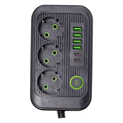 Мережевий фільтр-подовжувач Yiwu HP-5-20 LUXE F016U на 3 розетки 6 USB 3,8 метри чорний 