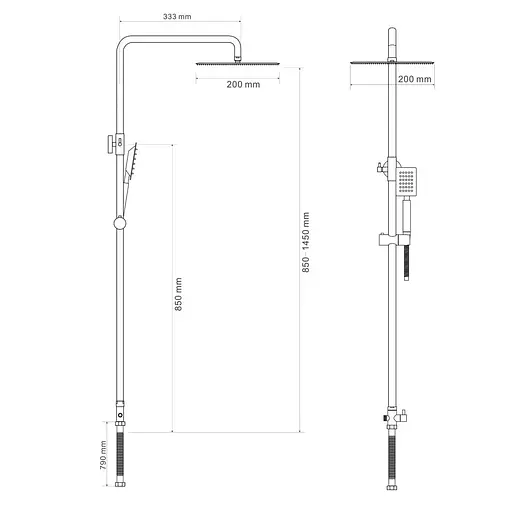 Душова система хром Rj RS 5011, Хром - фото 2