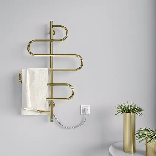 Электрический полотенцесушитель Kosser Лиана 900x550 ЕLR рег. золото РЛ03ЕLR G., Золотой, нижнее - фото 3