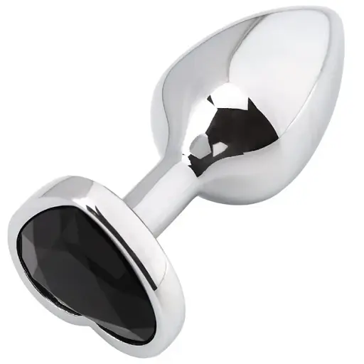 Металева анальна пробка I’MCUM Crystal Heart Розмір L з чорним кристалом (IM-KGS005_L)