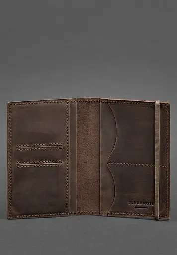 Шкіряна обкладинка для паспорта 2.0 темно-коричнева Crazy Horse - фото 3