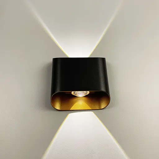 Світильник на 2 лінзи у чорно-бронзовому корпусі 4000K IP 54 | Line F | Арт. W044/2 BK+GD - фото 6