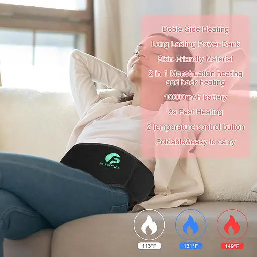 Електрична грілка FONPOO, блок живлення ємністю 10 000 мАг, подвійні налаштування нагріву для передньої та задньої частини - фото 2