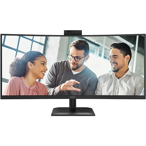TFT 34" AOC CU34E4CW, WQHD, VA, 120Гц, выгн., 2xHDMI, DP, USB-C, RJ-45, USB-hub,cam,HAS, кол.,черный - фото 7