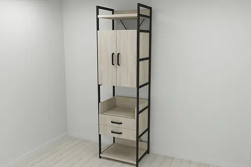 Шкаф Гардероб Уни секция 5 серии Конект Ferrum-decor 220x60x50см Черный металл ДСП Дуб Сонома 32 мм (FRD-104513) - фото 7