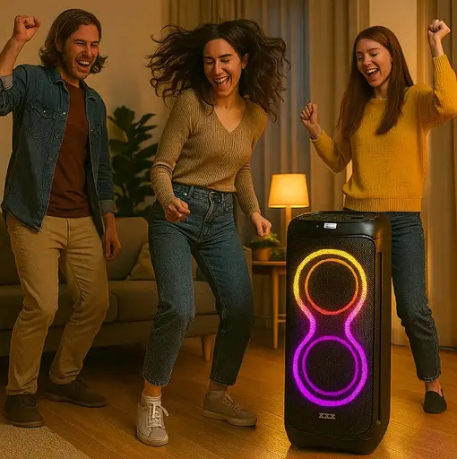 Портативна колонка ZXX-5509 з мікрофоном караоке RGB підсвічування пульт TWS/FM/USB Чорний - фото 6