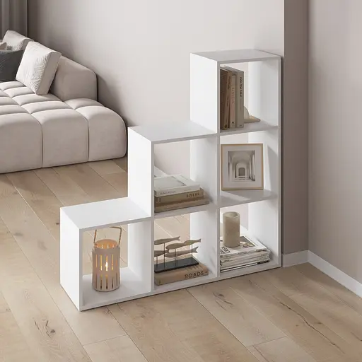 Книжная полка стеллаж Vays M-39 Белый с 6 ячейками этажерка для дома игрушек и декора ЛДСП 108x29x108 см