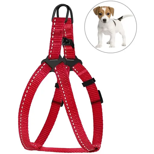 Шлея для собак Barksi Active світловідбивна (обхват грудей 33-40 см ширина 1 см) червона - фото 2