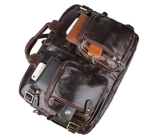 Чоловіча шкіряна сумка John McDee 38х13х29 см sum0026644 - фото 7