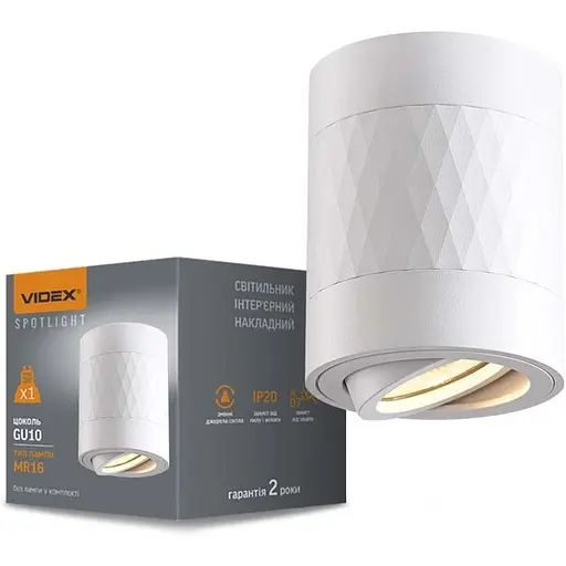Світильник Videx під лампу GU10 білий накладний + біла пряма лінія Ø8х10 см Line F Арт. VL-SPF04A-WPW - фото 1