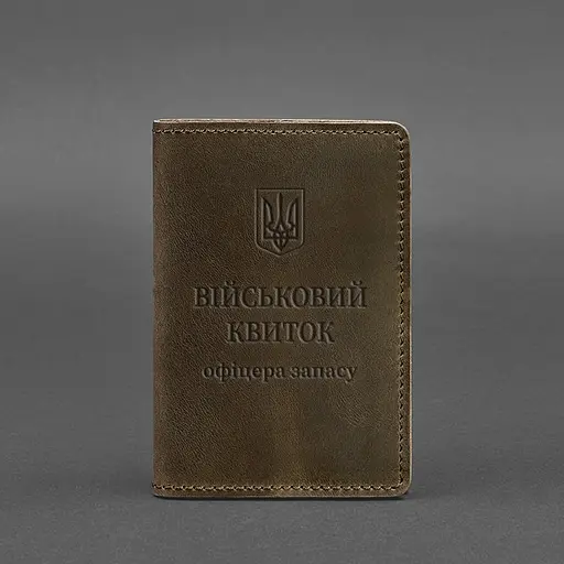 Кожаная обложка для военного билета офицера запаса 8.0 темно-коричневая Crazy Horse - фото 6