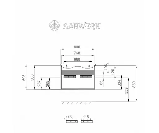 Тумба підвісна Sanwerk Алесса Air 60 Білий з Топ панеллю та умивальником Rapid 50x35 (MV0000899) Білий - фото 2