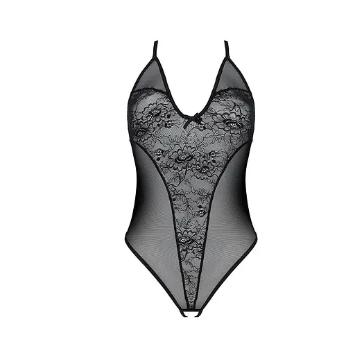 Боди с ажурным декором и открытым шагом Passion Ursula Body black L/XL - фото 3