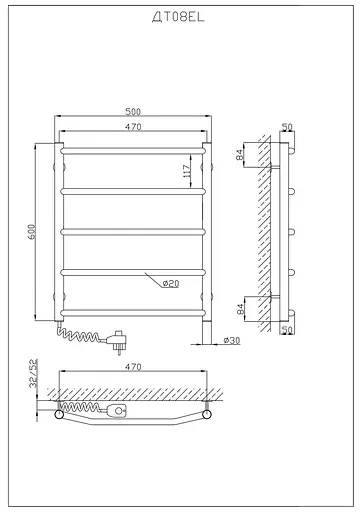 Электрический полотенцесушитель Kosser Трапеция 600x400/5 EL рег. ДТ02EL, Хром, Левое - фото 5