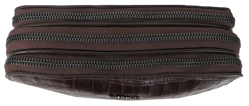 Кожаная барсетка Mykhail Ikhtyar на три отдела под крокодила коричневая sum0028927 - фото 4