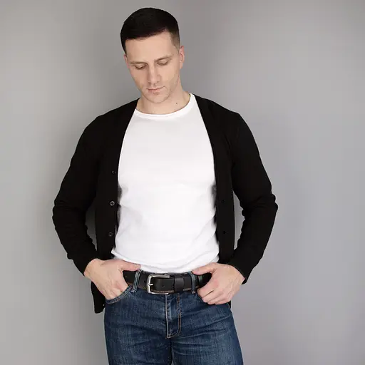 Ремінь чоловічий шкіряний коричневий батал SF-402 XXL (145 см) під джинси - фото 5