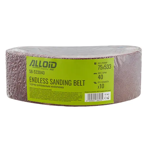 Стрічка шліфувальна нескінченна Alloid Building Tools зерно 40 75х533 мм 10 шт. (SB-533040) - фото 3