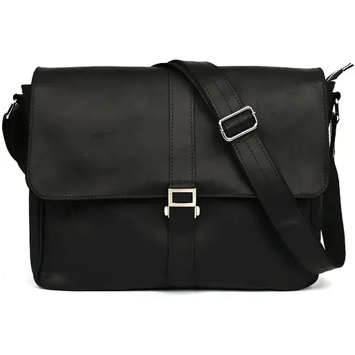 Мужская сумка через плечо Tarwa из черной крейзи хорс 36.5х30х11 см sum0028290 - фото 1