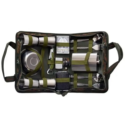 Туристичний набір FB-A 16 в 1 (фляги, миски, ложки, вилки, кружки) у сумці - фото 3