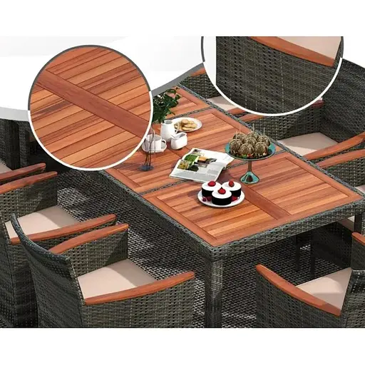 Комплект садовой мебели Costway Viccos 8+1 Серый/бежевый - фото 3