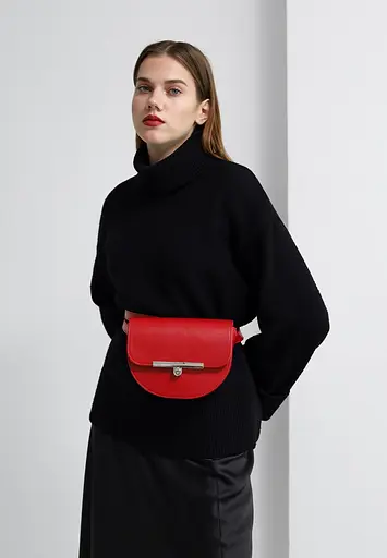 Жіноча шкіряна сумка поясна-кросбоді Bridget червона - фото 2