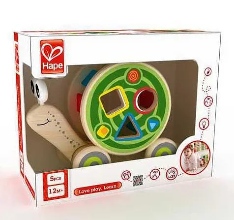 Деревянная каталка Hape сортер Улитка E0349 развивающая деревянная игрушка для прогулок малышей - фото 4