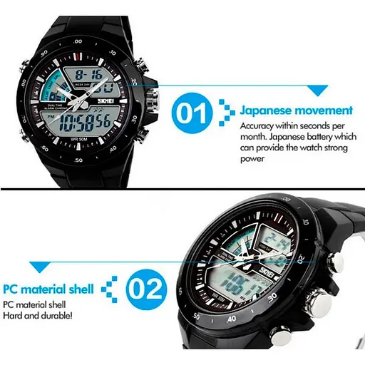 Чоловічий годинник Skmei 1016 Shark Black - фото 4