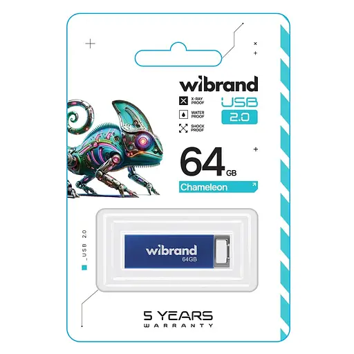 USB флеш накопичувач Wibrand 64GB Chameleon Blue USB 2.0 (WI2.0/CH64U6U) - фото 2