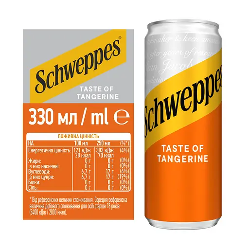 Напиток сокосодержащий Schweppes Tangerine сильногазированный ж/б 330 мл (924934) - фото 3