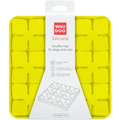 Коврик для поиска корма Waudog Silicone 205х205х17 мм желтый