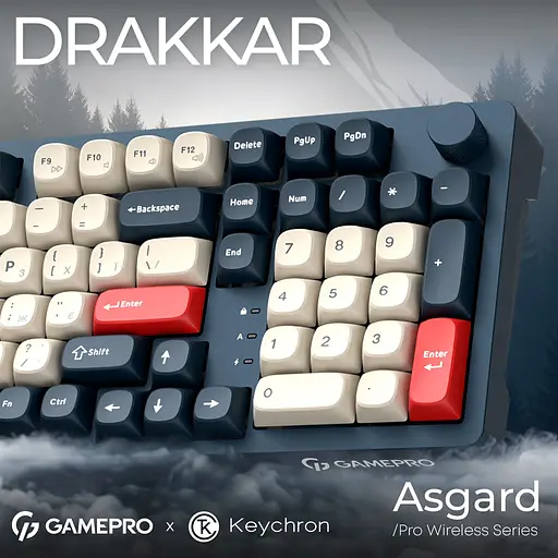 Клавіатура GamePro Asgard Drakkar Keychron Super Red Switch Wireless/Bluetooth/USB Blue бездротова (MK305BL) - фото 10