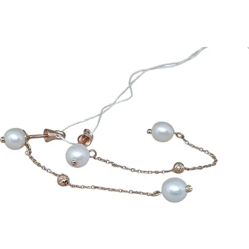 Золоті сережки-пуссети Tango з перлами. 580133