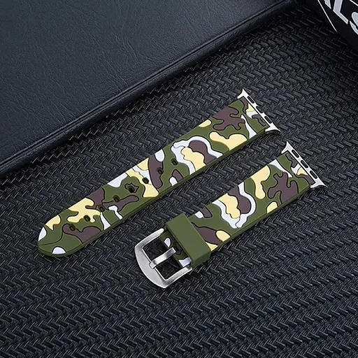 Ремінець Creasted для годинника Apple Watch 38 мм 40 мм силіконовий з пряжкою, Camouflage with yellow - фото 5