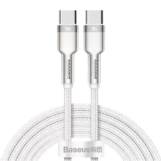 Кабель Baseus Cafule Metal USB-C to USB-C 100W 1m White (CATJK-C02) [82102]