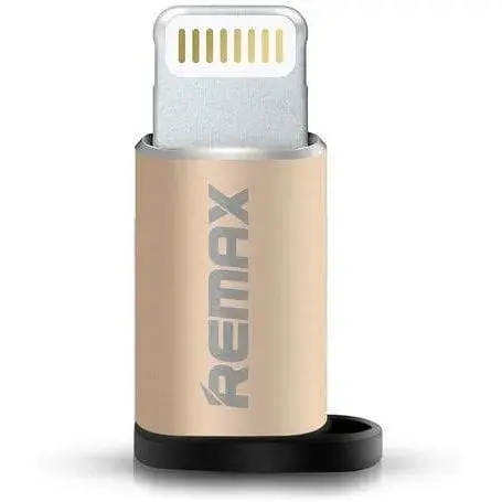 Переходник Remax Micro Usb Lightning адаптер для iPhone 5 6 7 8 X 11 12 золотистый