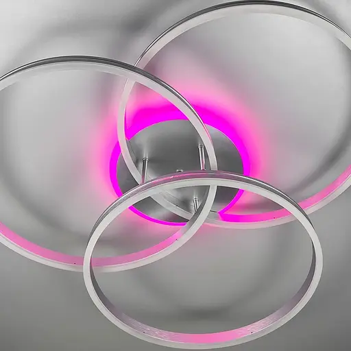 LED світильник білий на 3 кільця з RGB у сірому корпусі Ø 80 см | Line F | Арт. 55065/3 RGB Silver+CH - фото 6