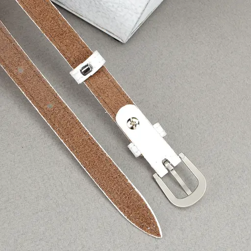 Ремень женский лаковый белый PS-1538 (115 см) узкий под платье - фото 5