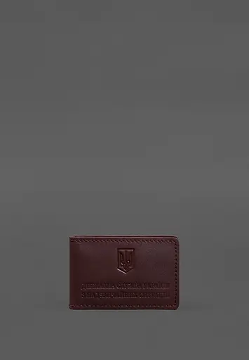 Кожаная обложка на удостоверение ГСЧС с карманом бордовая - фото 2